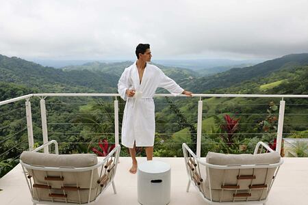 The Retreat Costa Rica Spa terrace with views across the hills