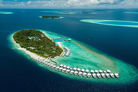 Aerial shot of Amilla Maldives
