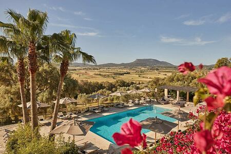 View across pool and estate at Finca Serena Mallorca