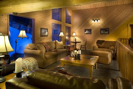 Wolverine Chalet Upstairs Living Room at Tyax Lodge Canada