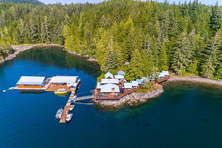 Aerial view of Farewell Harbor Lodge Canada