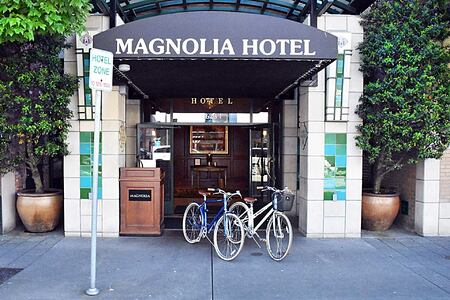Entrance with bikes at Magnolia Hotel and Spa Victoria Canada