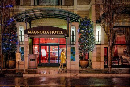 Entrance at night at Magnolia Hotel and Spa Victoria Canada