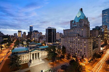 Hotel and city Fairmont Hotel Vancouver Canada