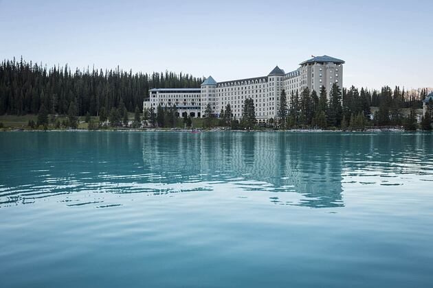 View from the Lake of Fairmont Chateau Lake Louise Canada