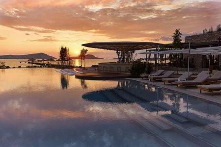 Wet Deck at Sunset at Costa Navarino Greece