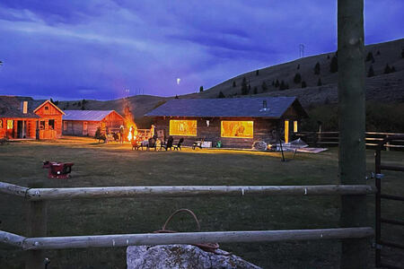 Ranch house at night Silver Spur Ranch Idaho USA