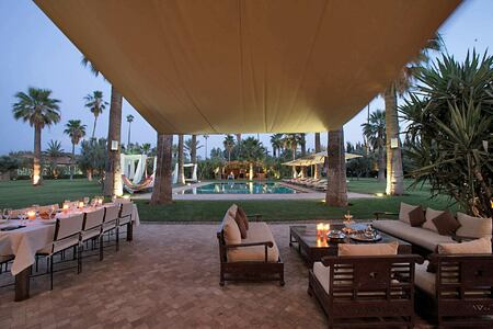 Pool and Lounge at Dusk at Villa Zin Morocco