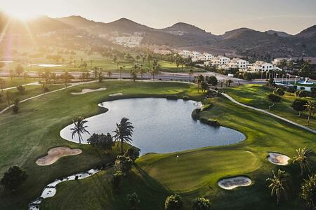 Golf course and view of mountains Grand Hyatt La Manga Murcia Spain